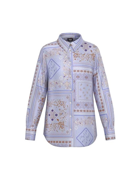 CAMICIA IN VISCOSA CON STAMPA FANTASIA DONNA AZZURRO