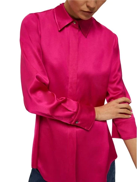 CAMICIA IN RASO  ABBOTTONATURA NASCOSTA DONNA FUCSIA