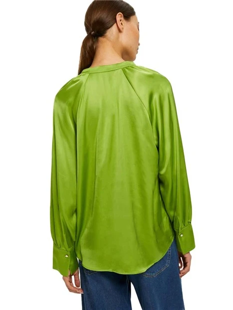 BLUSA IN RASO FLUIDO CON BOTTONI GIOIELLO DONNA VERDE