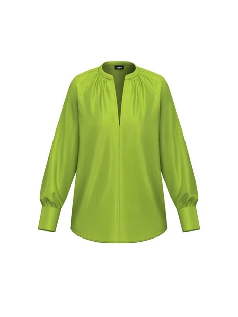 BLUSA IN RASO FLUIDO CON BOTTONI GIOIELLO DONNA VERDE