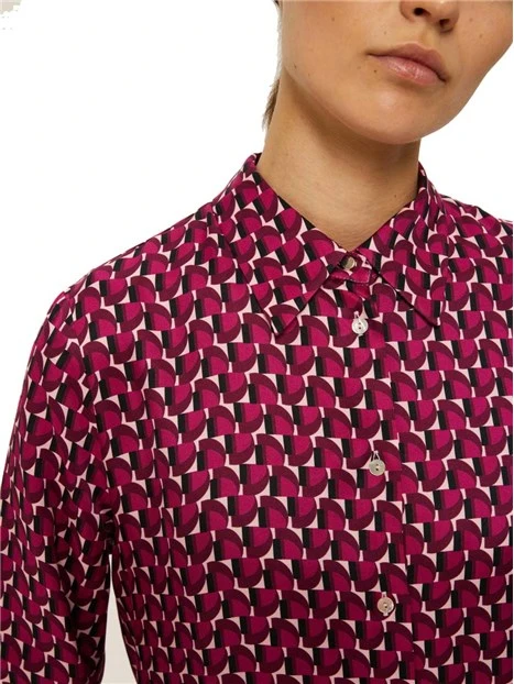 CAMICIA IN VISCOSA CON STAMPA FANTASIA DONNA FUCSIA