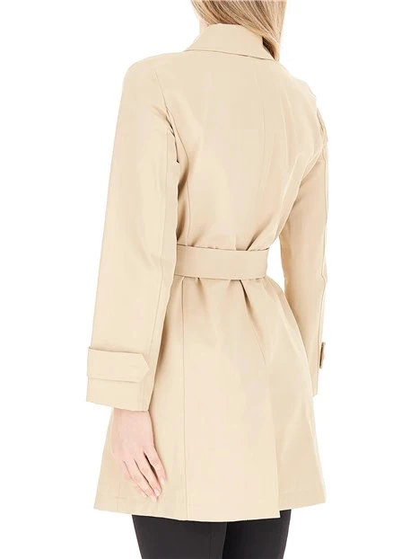 GIACCA IMPERMEABILE MONOPETTO CON CINTURA DONNA BEIGE