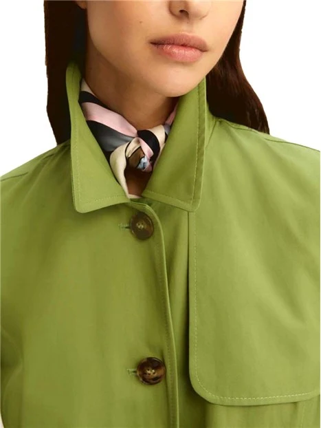 GIACCA IMPERMEABILE CON COLLO A CAMICIA DONNA  VERDE