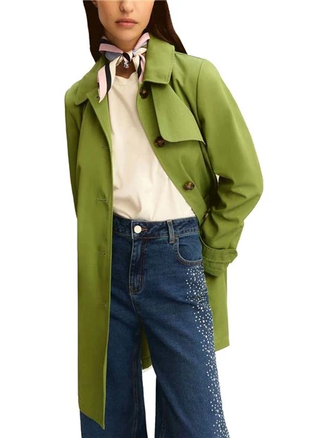 GIACCA IMPERMEABILE CON COLLO A CAMICIA DONNA  VERDE