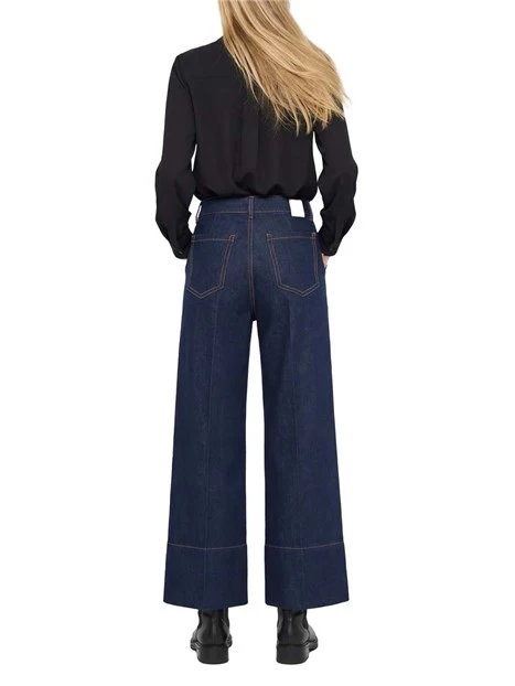 JEANS CROPPED FIT REGOLARE CON ETICHETTA POSTERIORE BLU