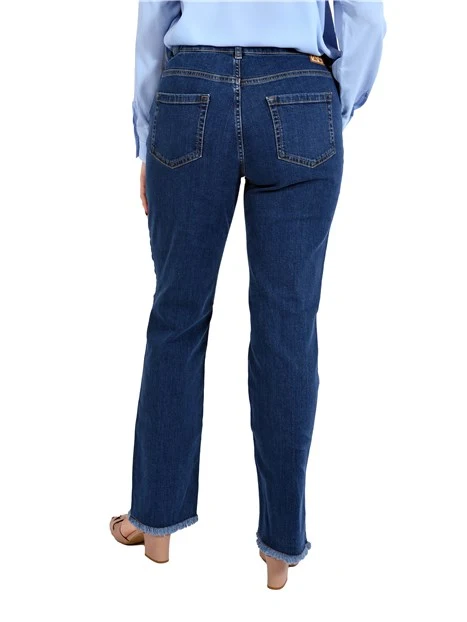 JEANS REGULAR IN COTONE STRECTH E BOTTONE PERSONALIZZATO DONNA BLU