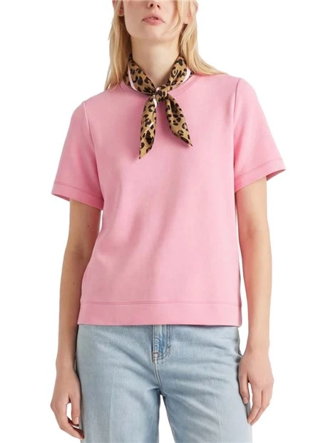 T- SHIRT MANICA CORTA CON FOULARD ABBINATO DONNA  ROSA