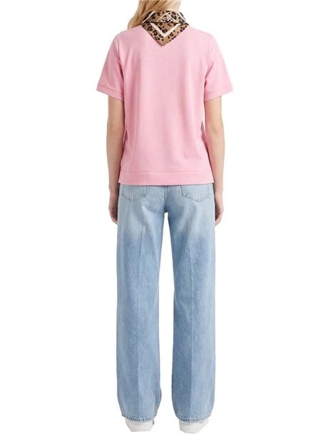 T- SHIRT MANICA CORTA CON FOULARD ABBINATO DONNA  ROSA