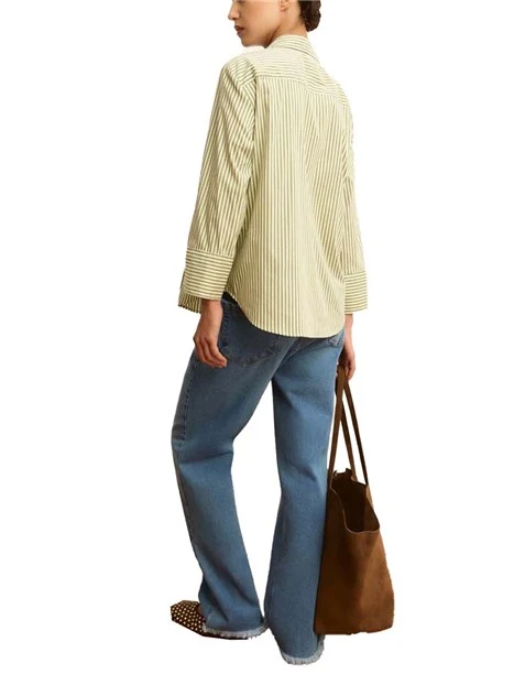 BLUSA CON COLLO SIMIL POLO E FANTASIA A RIGHE DONNA VERDE