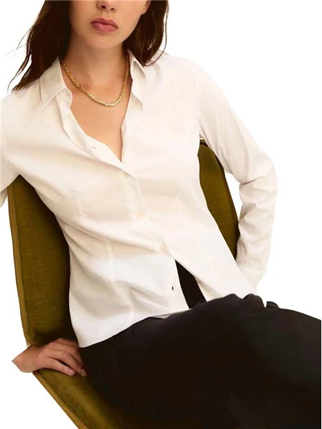 CAMICIA COLLO A CAMICIA E BOTTONI A VISTA DONNA BIANCO