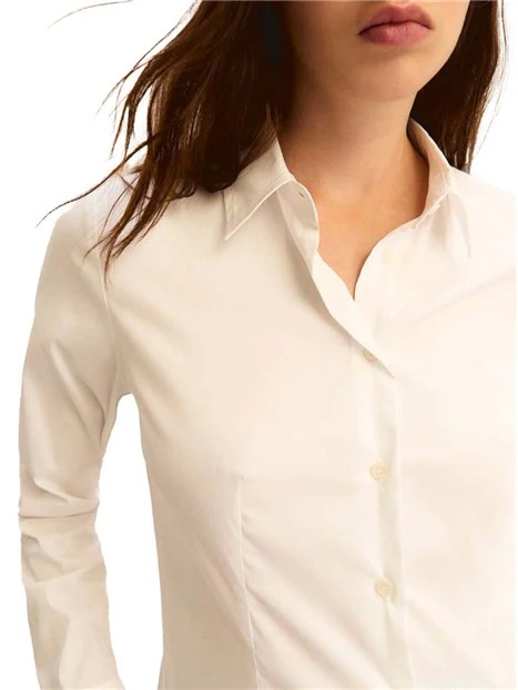 CAMICIA COLLO A CAMICIA E BOTTONI A VISTA DONNA BIANCO