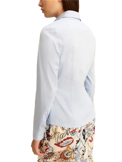 CAMICIA COLLO A CAMICIA E BOTTONI A VISTA DONNA AZZURRO