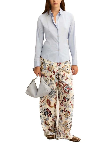 CAMICIA COLLO A CAMICIA E BOTTONI A VISTA DONNA AZZURRO