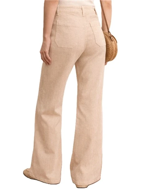 PANTALONI PALAZZO BOTTONE PERSONALIZZATO DONNA BEIGE