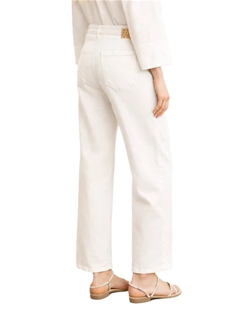 PANTALONI PALAZZO IN GARBADINA STRECTH DONNA BIANCO
