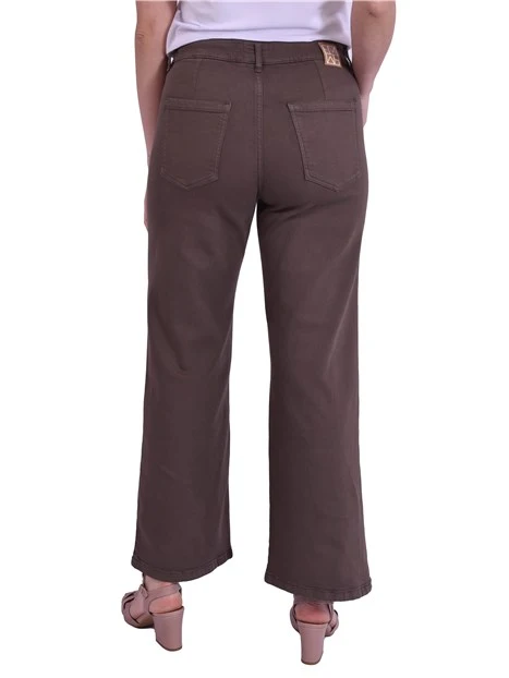 PANTALONI PALAZZO IN GARBADINA STRECTH DONNA MARRONE