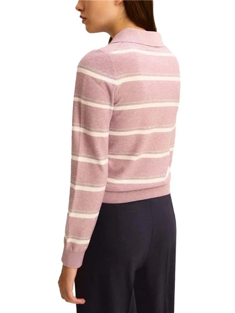 MAGLIA GIROCOLLO SIMIL POLO DONNA LILLA