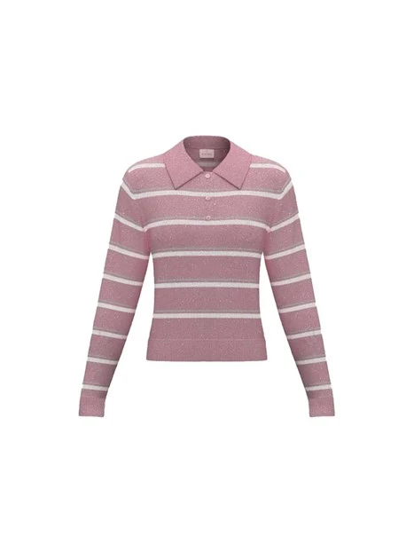 MAGLIA GIROCOLLO SIMIL POLO DONNA LILLA