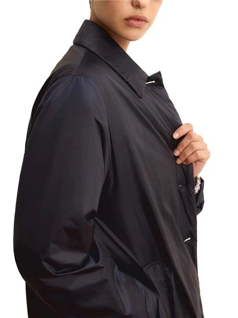 GIACCA IMPERMEABILE COLLO A CAMICIA DONNA BLU