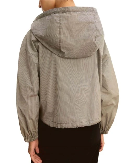 GIACCA CORTA CON CAPPUCCIO E ZIP NASCOSTA DONNA BEIGE