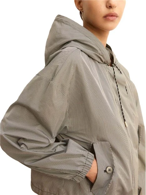 GIACCA CORTA CON CAPPUCCIO E ZIP NASCOSTA DONNA BEIGE