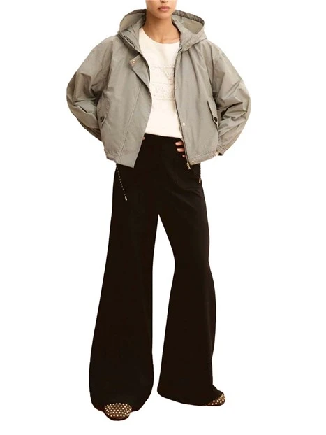 GIACCA CORTA CON CAPPUCCIO E ZIP NASCOSTA DONNA BEIGE