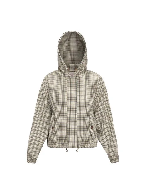 GIACCA CORTA CON CAPPUCCIO E ZIP NASCOSTA DONNA BEIGE