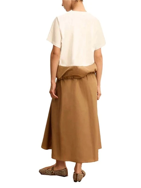 BLUSA COLLO STONDATO CON COLULISSE SUL FONDO DONNA MARRONE