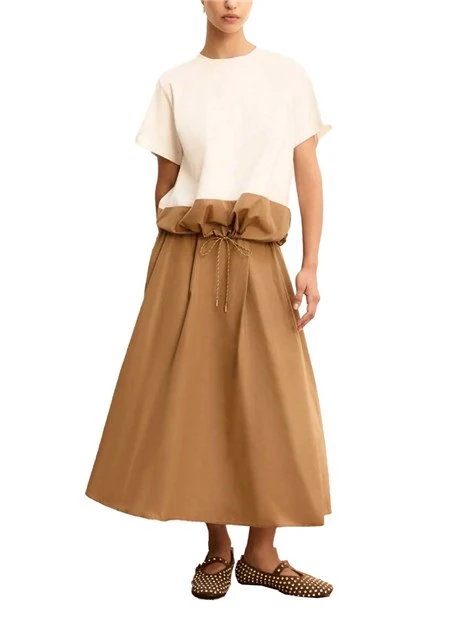 BLUSA COLLO STONDATO CON COLULISSE SUL FONDO DONNA MARRONE