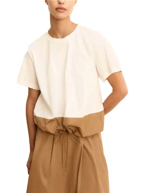 BLUSA COLLO STONDATO CON COLULISSE SUL FONDO DONNA MARRONE