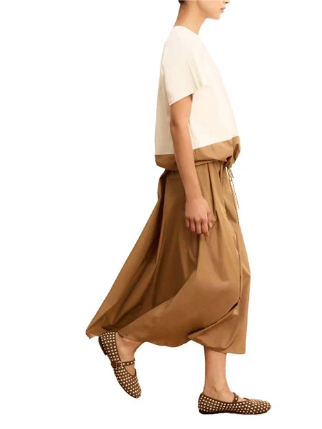 BLUSA COLLO STONDATO CON COLULISSE SUL FONDO DONNA MARRONE