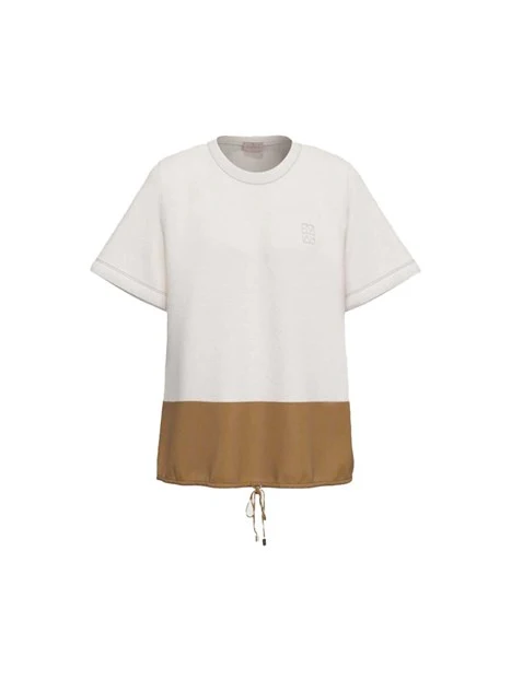 BLUSA COLLO STONDATO CON COLULISSE SUL FONDO DONNA MARRONE