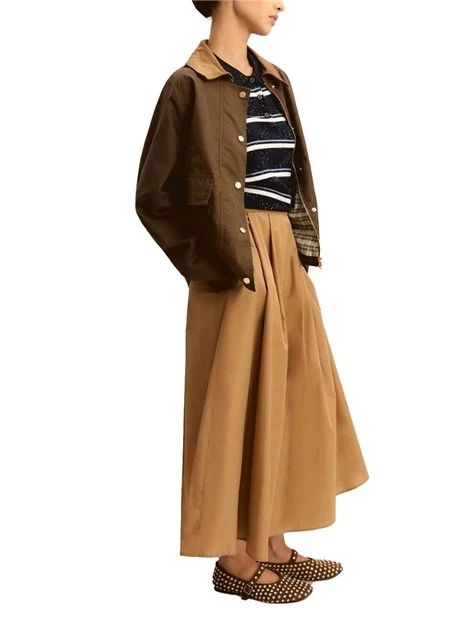 GONNA LUNGA CON INSERTO ELASTICO IN VITA DONNA MARRONE