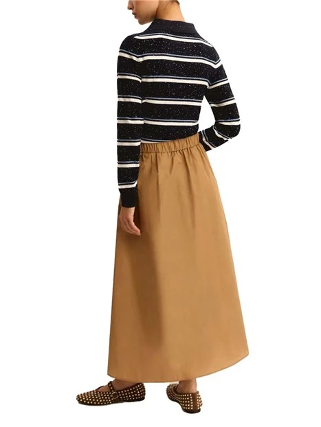 GONNA LUNGA CON INSERTO ELASTICO IN VITA DONNA MARRONE