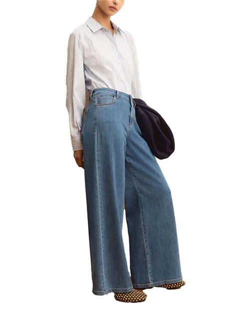 JEANS PALAZZO MODELLO 5 TASCHE DONNA BLU