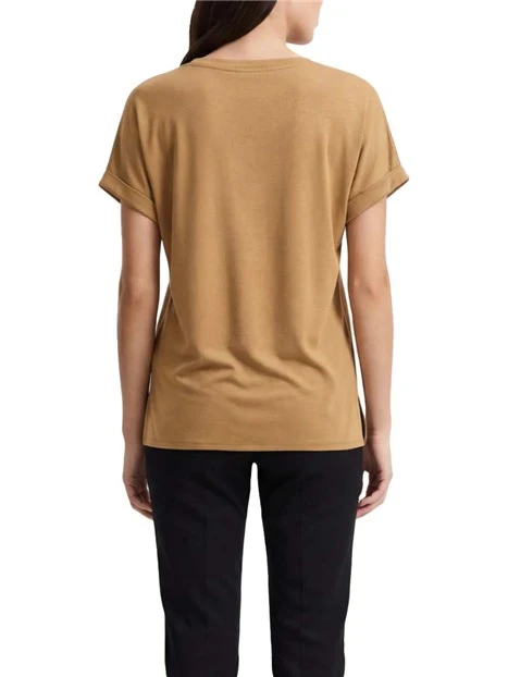 CAMICIA MANICA CORTA  SCOLLO STONDATO DONNA MARRONE