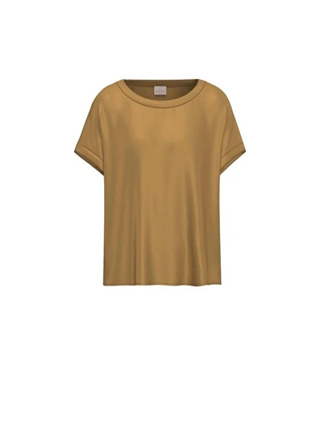 CAMICIA MANICA CORTA  SCOLLO STONDATO DONNA MARRONE