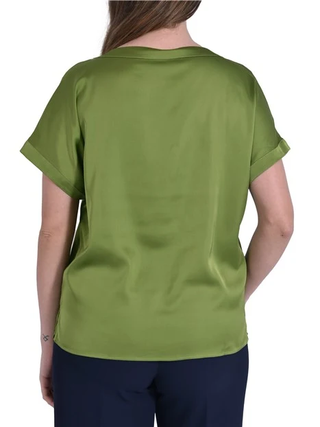 BLUSA MANICA CORTA SCOLLO STONDATO DONNA VERDE