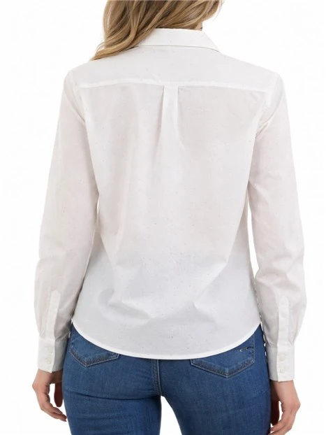 CAMICIA IN COTONE CON BRILLANTINI APPLICATI DONNA BIANCO