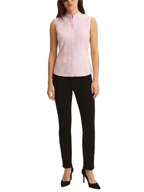 CAMICIA SMANICATA FANTASIA A RIGHE DONNA ROSA