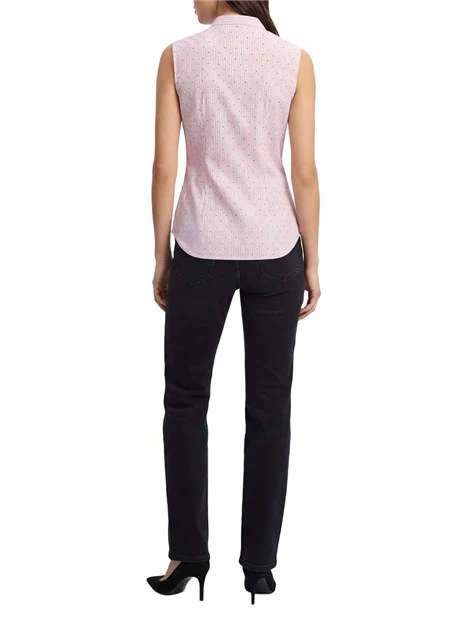 CAMICIA SMANICATA FANTASIA A RIGHE DONNA ROSA