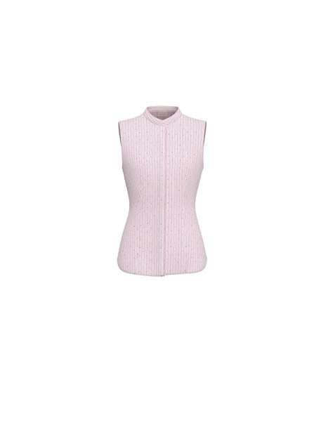 CAMICIA SMANICATA FANTASIA A RIGHE DONNA ROSA