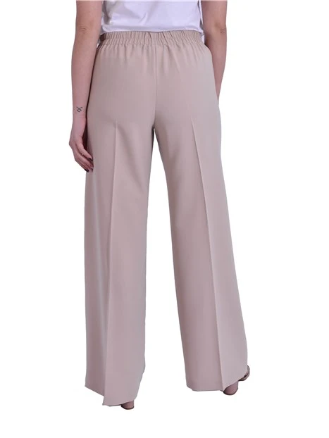 PANTALONE PALAZZO IN FLUIDO BISTRECTH CON PIEGA STIRATA DONNA BEIGE