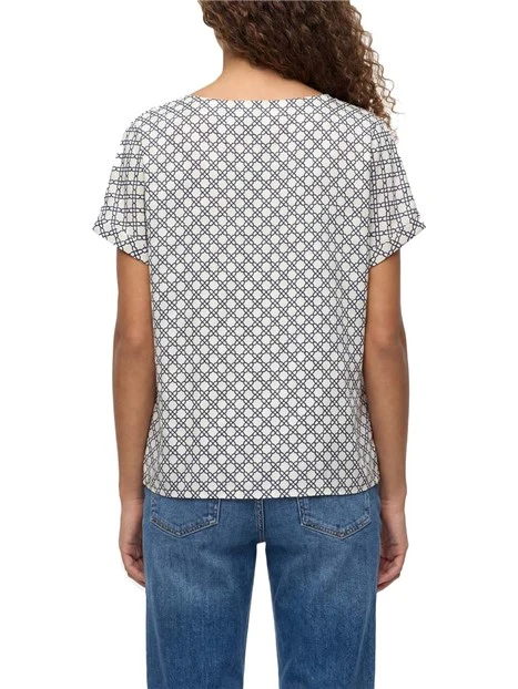 BLUSA SCOLLO A GIRO CON STAMOA DONNA BIANCO