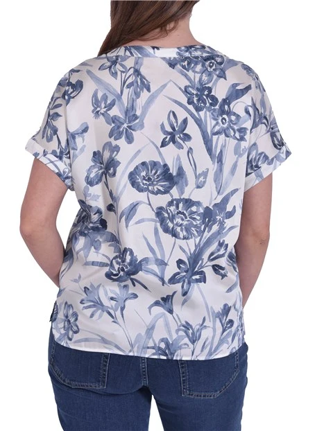 BLUSA SCOLLO A GIRO CON STAMPA DONNA 012 FONDO
