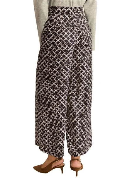 PANTALONI PALAZZO STAMPA GEOMETRICA DONNA BLU