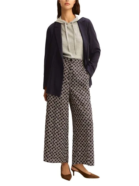 PANTALONI PALAZZO STAMPA GEOMETRICA DONNA BLU