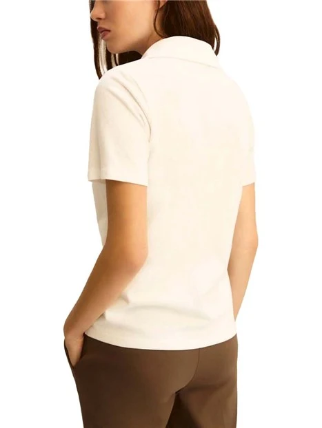 POLO IN PIQUET CON APERTURA A V DONNA BIANCO
