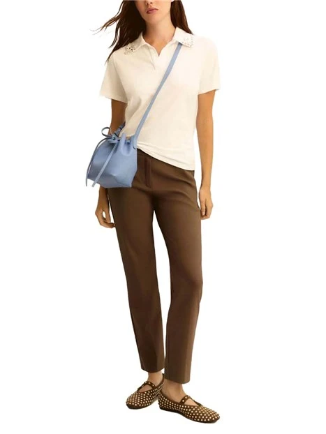 POLO IN PIQUET CON APERTURA A V DONNA BIANCO