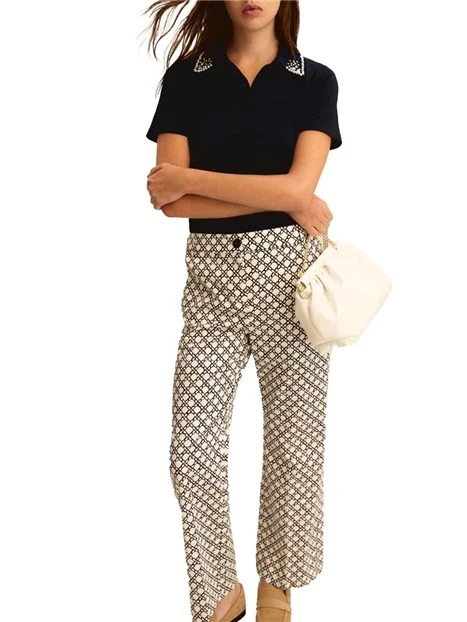 PANTALONI ZAMPA CON FANTASIA DONNA BIANCO